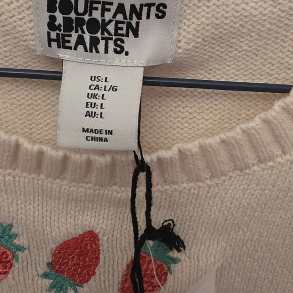 Cream Strawberry Embroidered Knit Tank from Rouffants & Broken Hearts - Picture 2 of 3